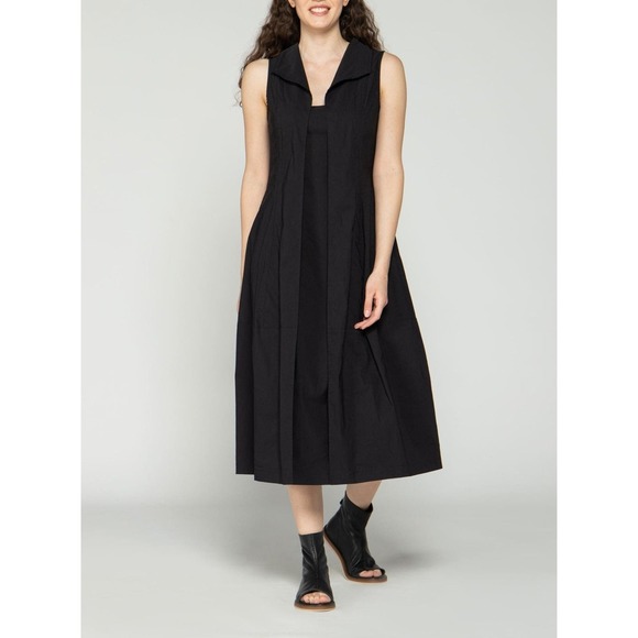 Luukaa Women's V-Neck Dress Size 14 Midi Black Casual Stylish Sleeveless NWT - Picture 1 of 5